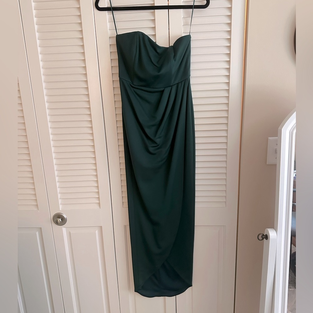 Emerald green wedding guest/cocktail dress